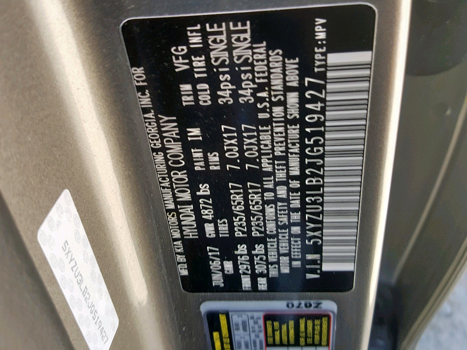 5XYZU3LB2JG519427