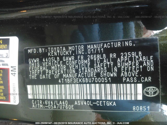 4T1BF3EK6BU700051