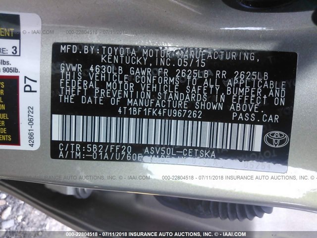 4T1BF1FK4FU967262