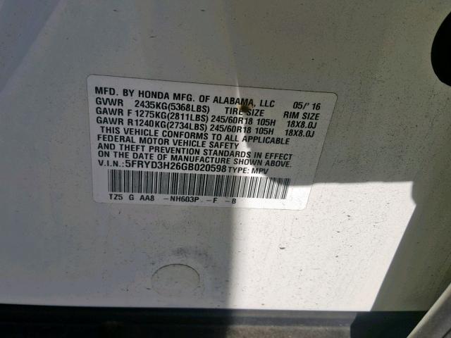 5FRYD3H26GB020598