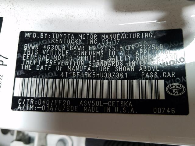 4T1BF1FK5HU387361