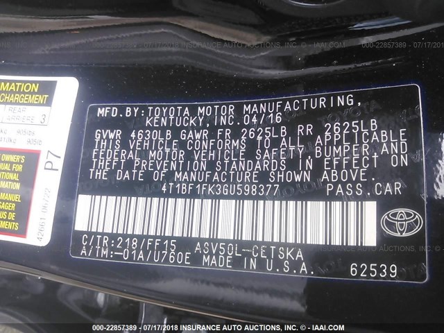4T1BF1FK3GU598377
